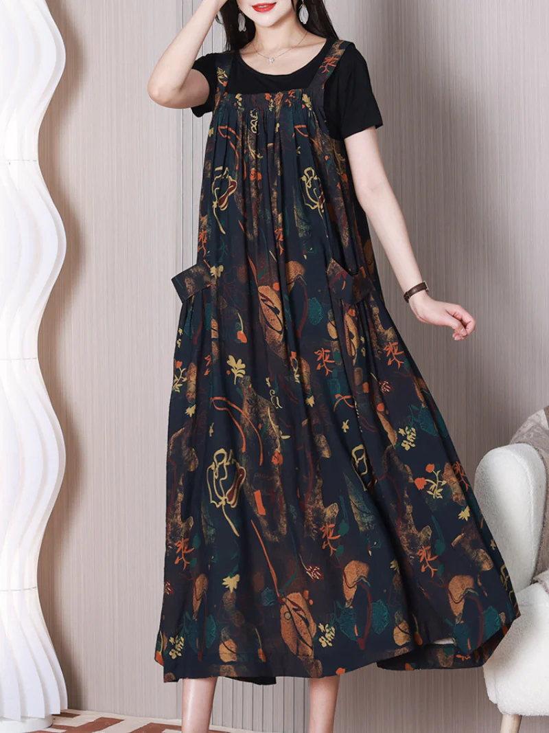 Loose Round Neck Salopette Dress - Image 3