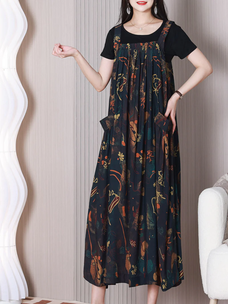 Loose Round Neck Salopette Dress - Image 4