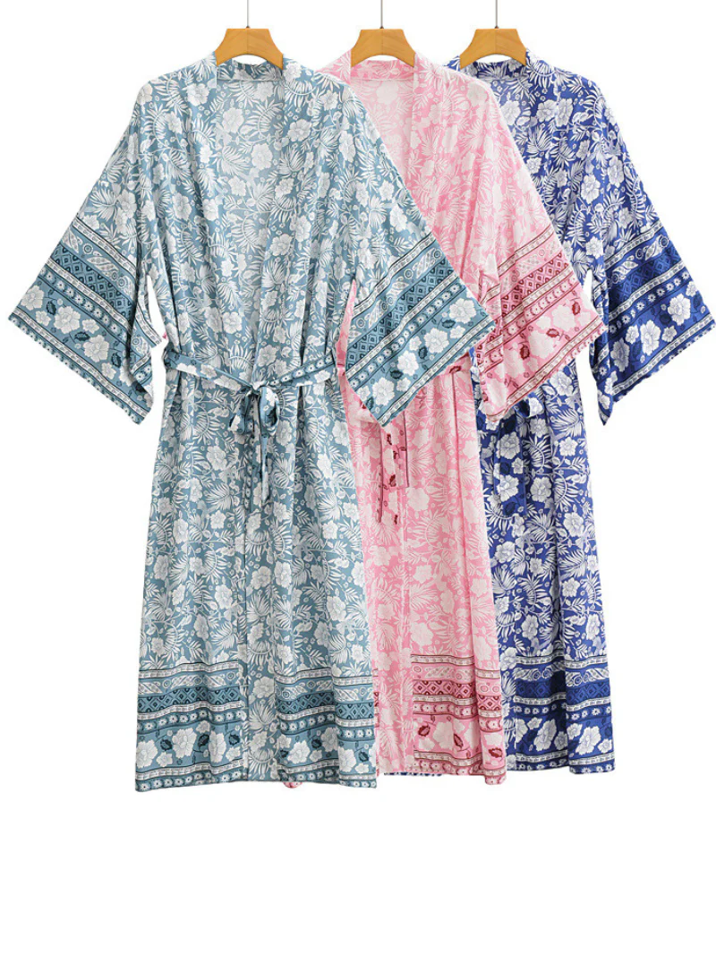 Gorgeous Bohemian long Kimono, Women Long Floral Kimono Dress Bohemian Beach Kimono