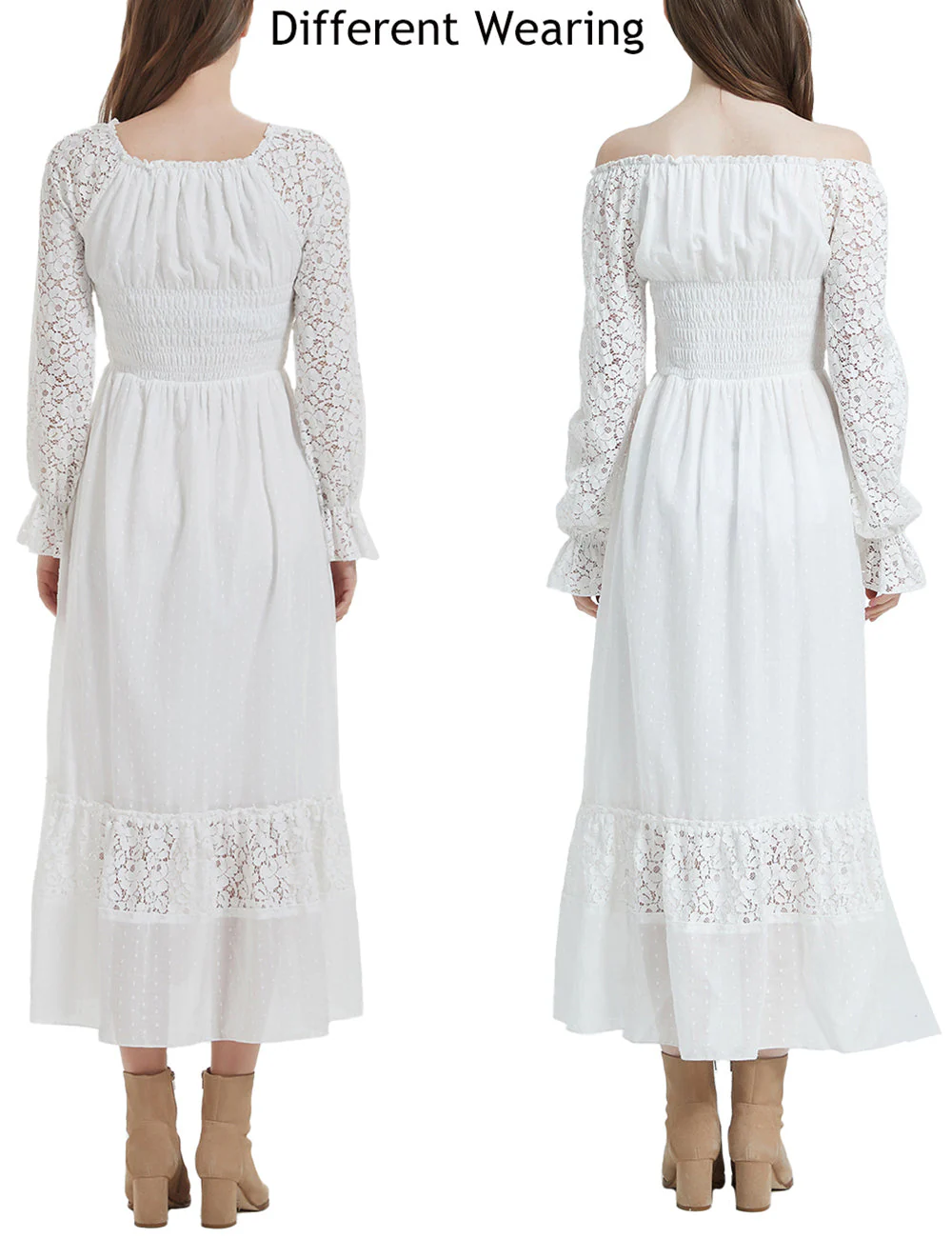 Womens Lace Long Sleeve V Neck Fall Maxi Dress - Image 14