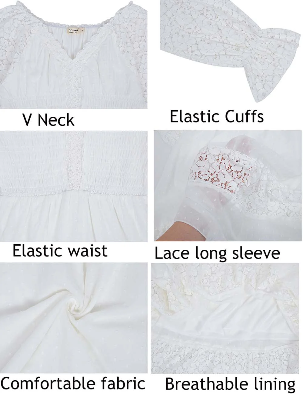 Womens Lace Long Sleeve V Neck Fall Maxi Dress - Image 15