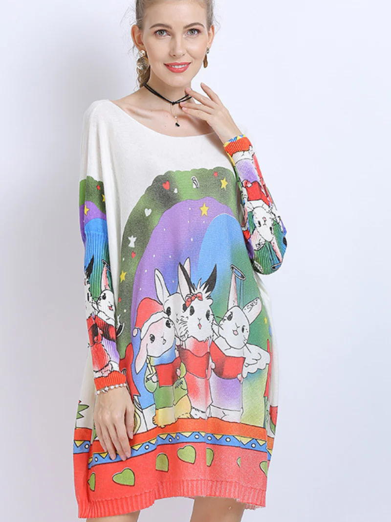 Print Knit Sweater Tops - Image 4