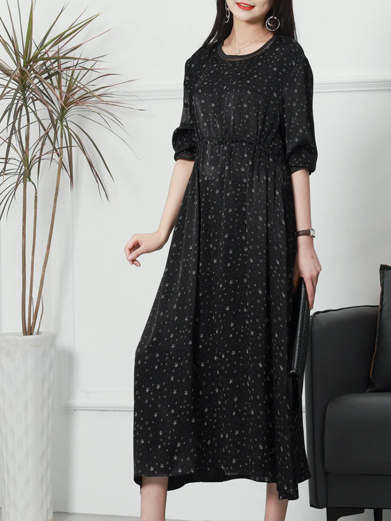 Stylish Petite Round Neck A-line Dress - Image 3