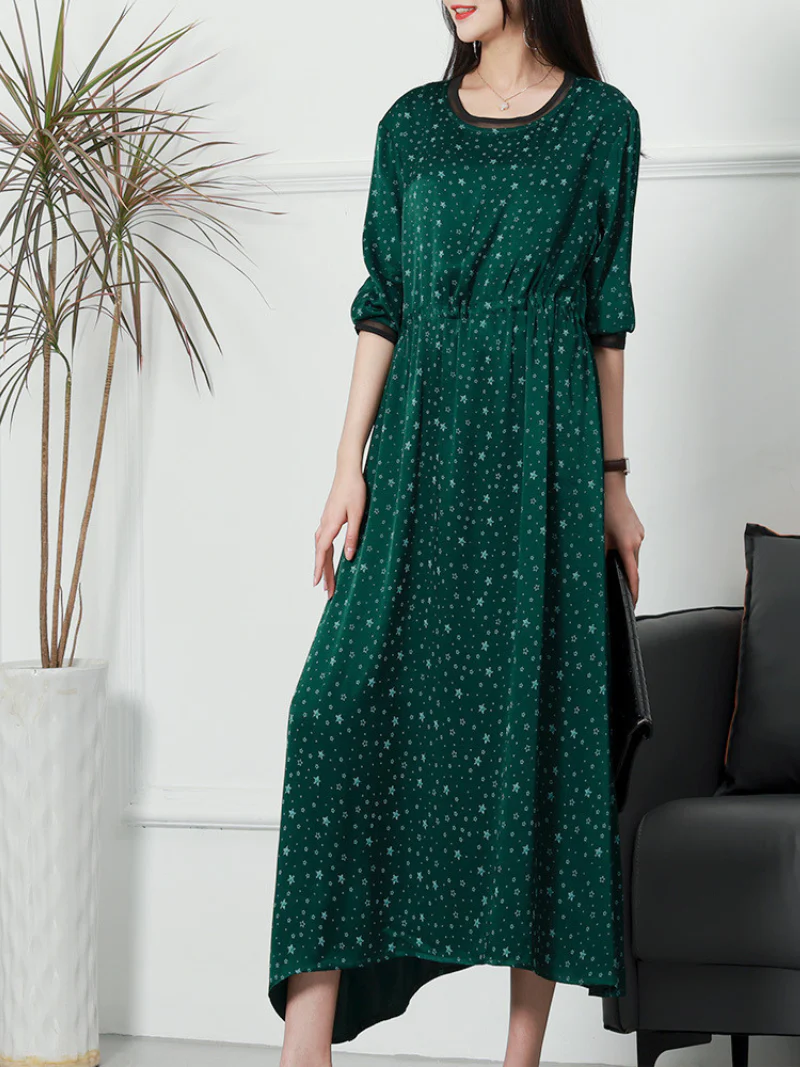 Stylish Petite Round Neck A-line Dress - Image 5