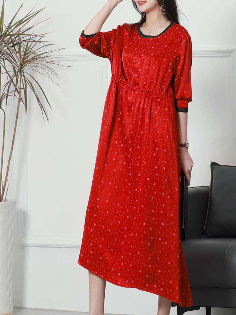 Stylish Petite Round Neck A-line Dress - Image 6