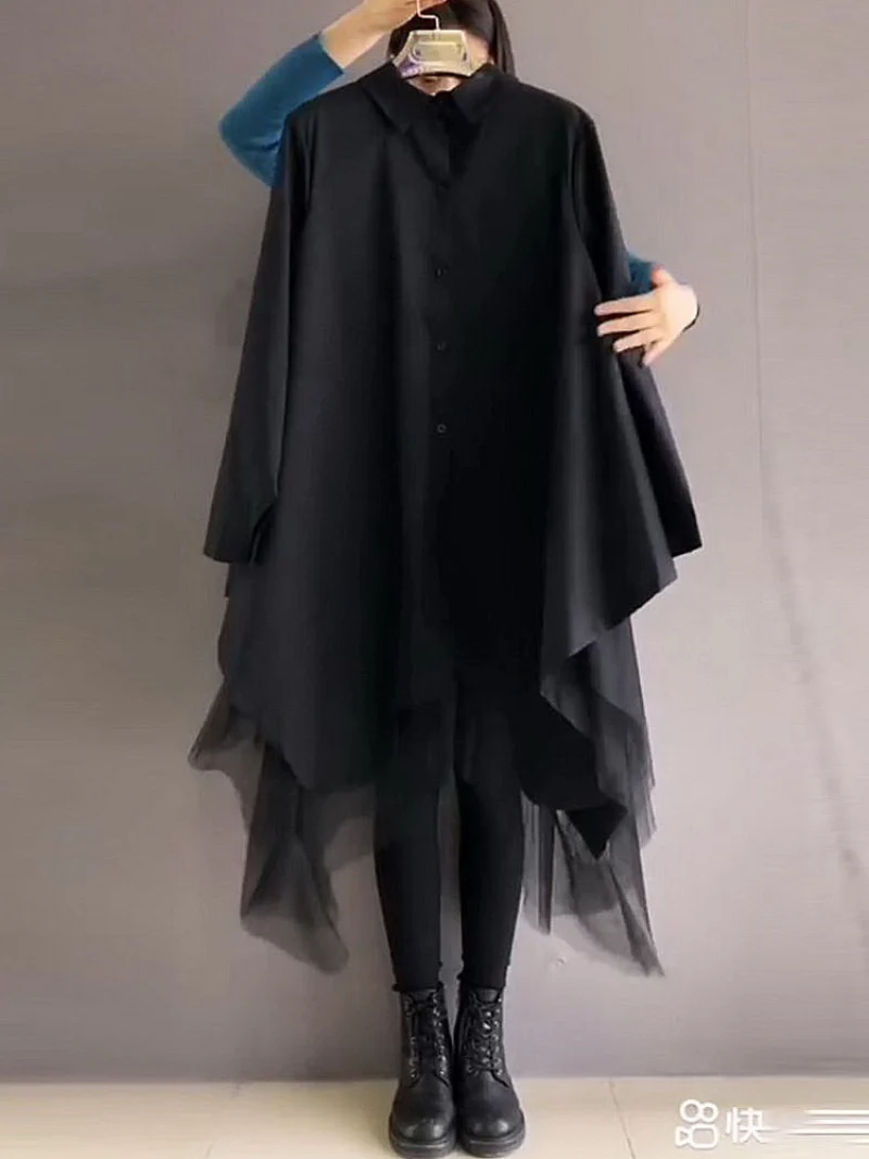 Spring Cotton Stylish Loose Plain Mid-Length Skirt Dress - Image 6