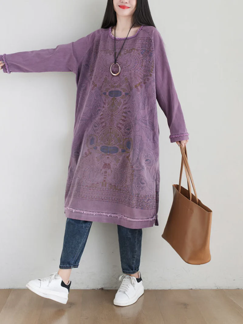 spring plus size round neck midi dress with side pocket