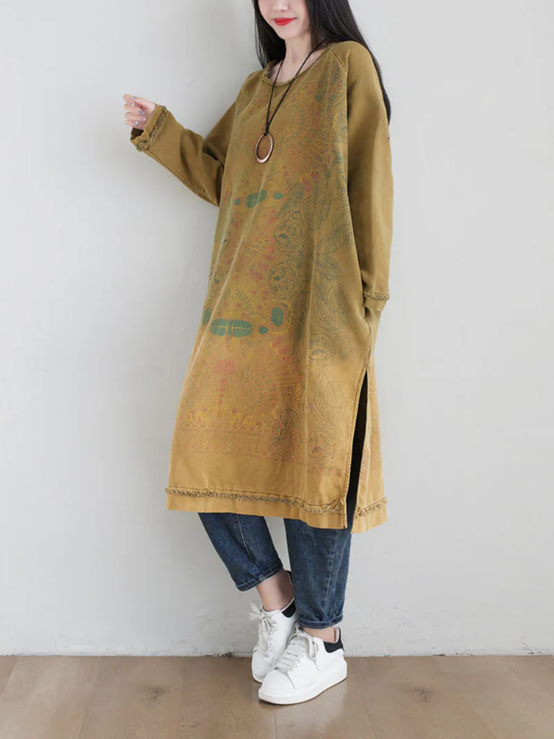 spring plus size round neck midi dress with side pocket - Image 3