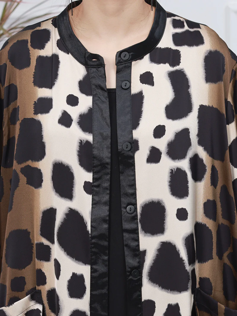 Spring Cardigan Loose Mid-Length Printed Outerwear Jacket - Image 4