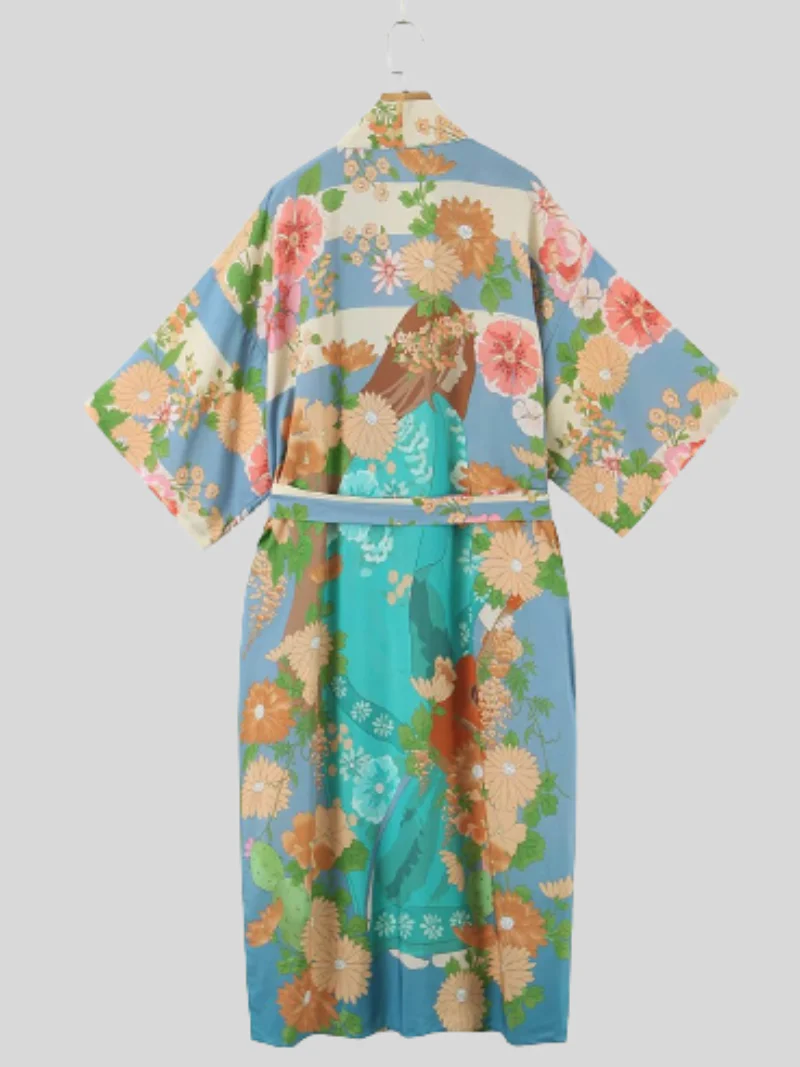 Stylish robe short sleeves printed kimono jacket - Image 3