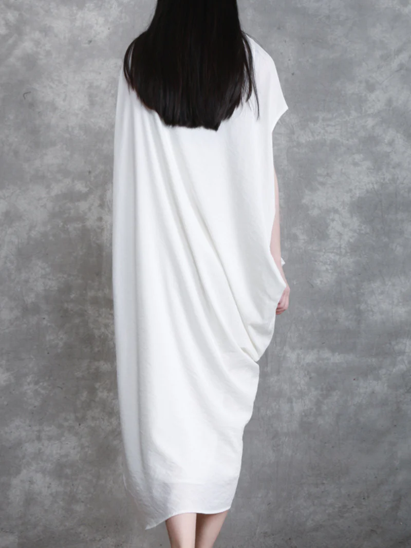 stylish solid color long maxi dress loose bat sleeve long skirt - Image 3