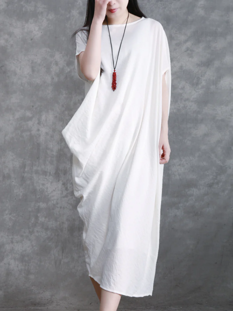 stylish solid color long maxi dress loose bat sleeve long skirt - Image 4