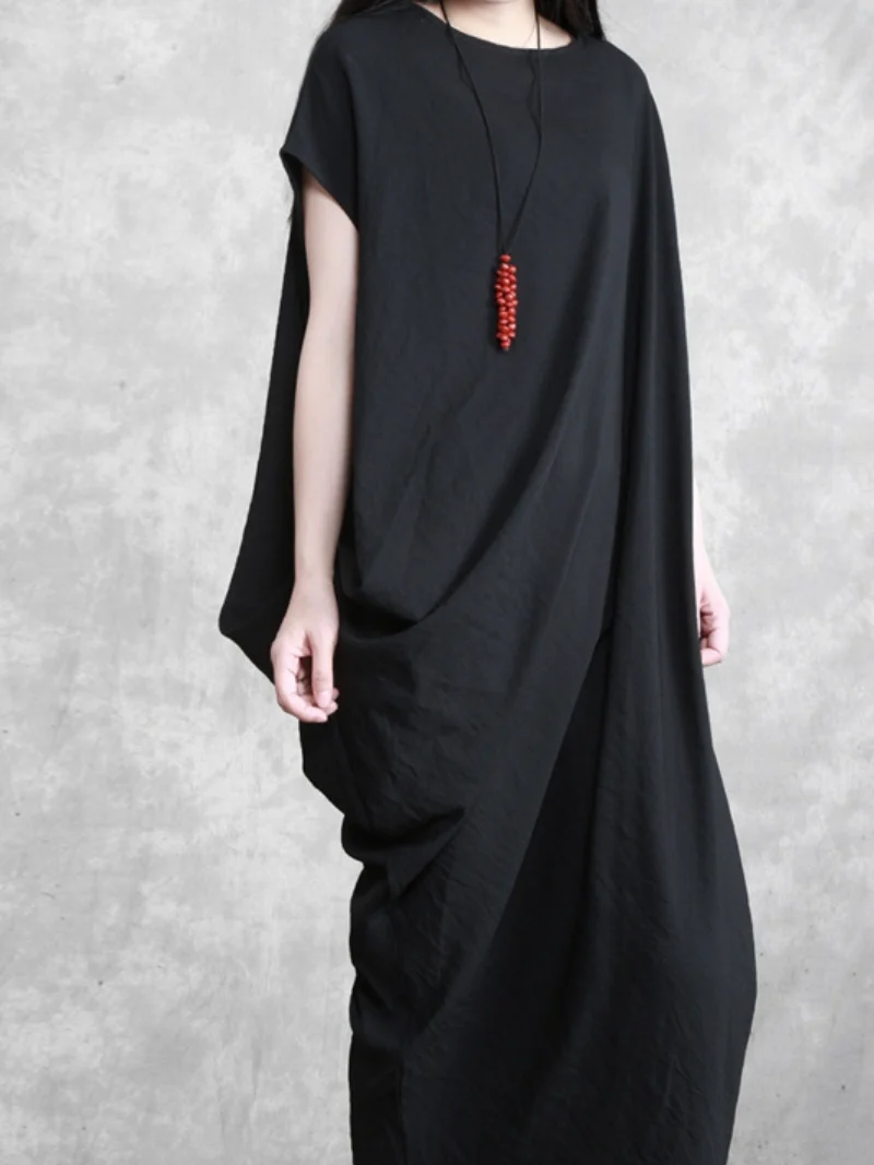 stylish solid color long maxi dress loose bat sleeve long skirt - Image 5