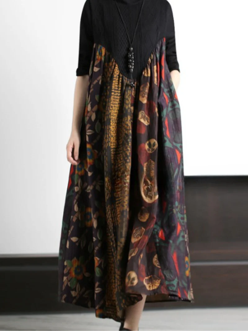stylish winter half high collar skirt fairy long sweater dress - Image 3