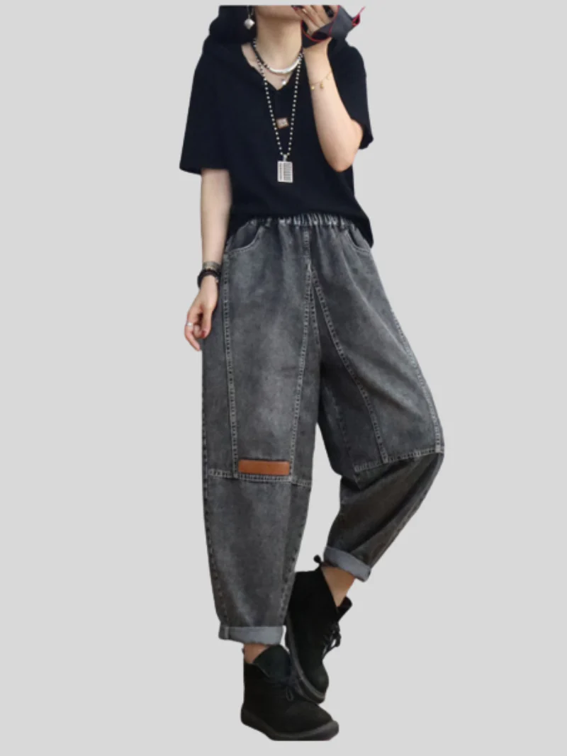 Spring Loose Casual Denim Slim Harem Bottom Pants - Image 3