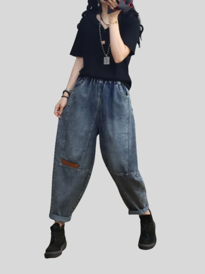 Spring Loose Casual Denim Slim Harem Bottom Pants - Image 5
