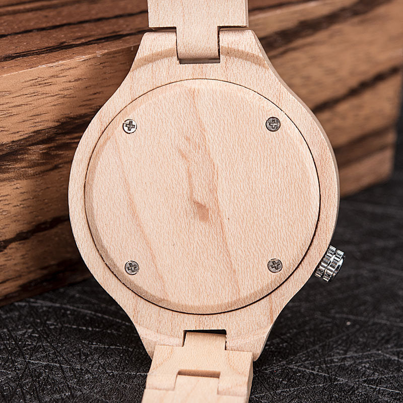 Wooden Luminous Quartz Watch - Image 5