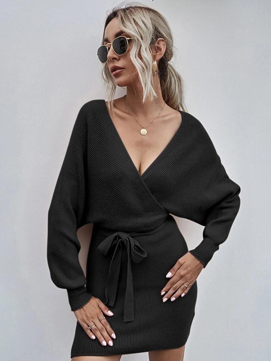 Wrap Bodycon Sweater Dress - Image 10