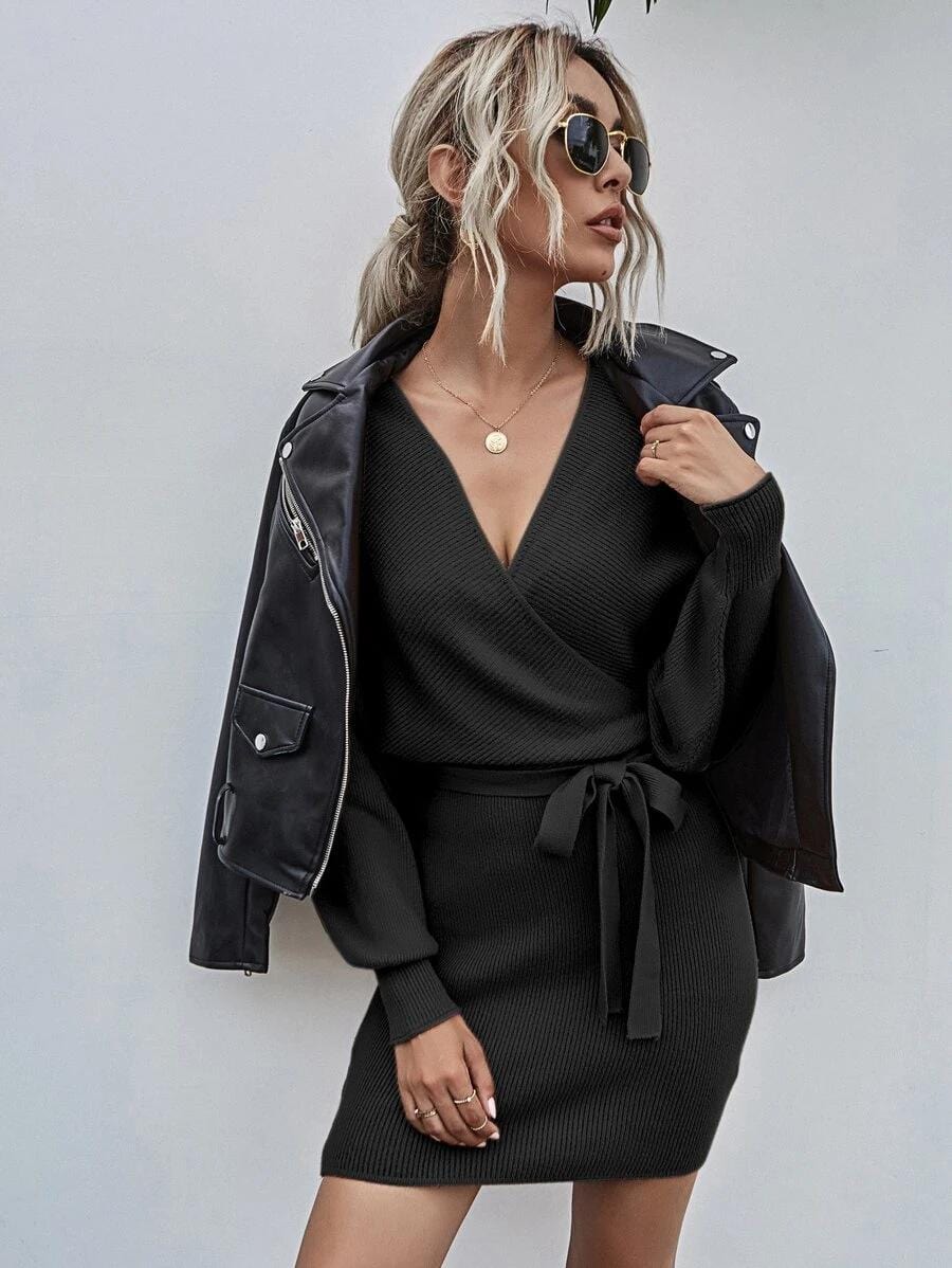 Wrap Bodycon Sweater Dress - Image 11