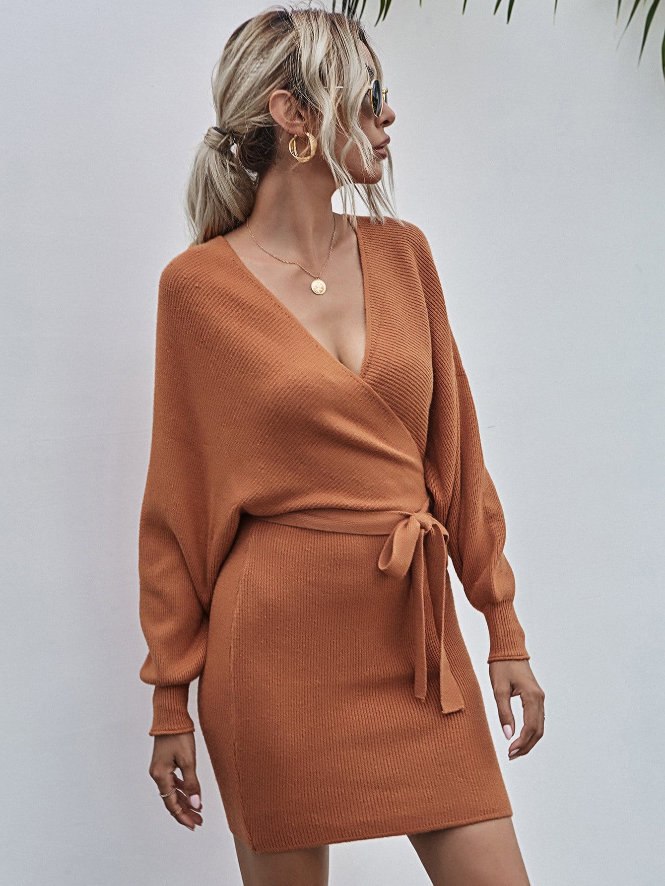 Wrap Bodycon Sweater Dress - Image 20