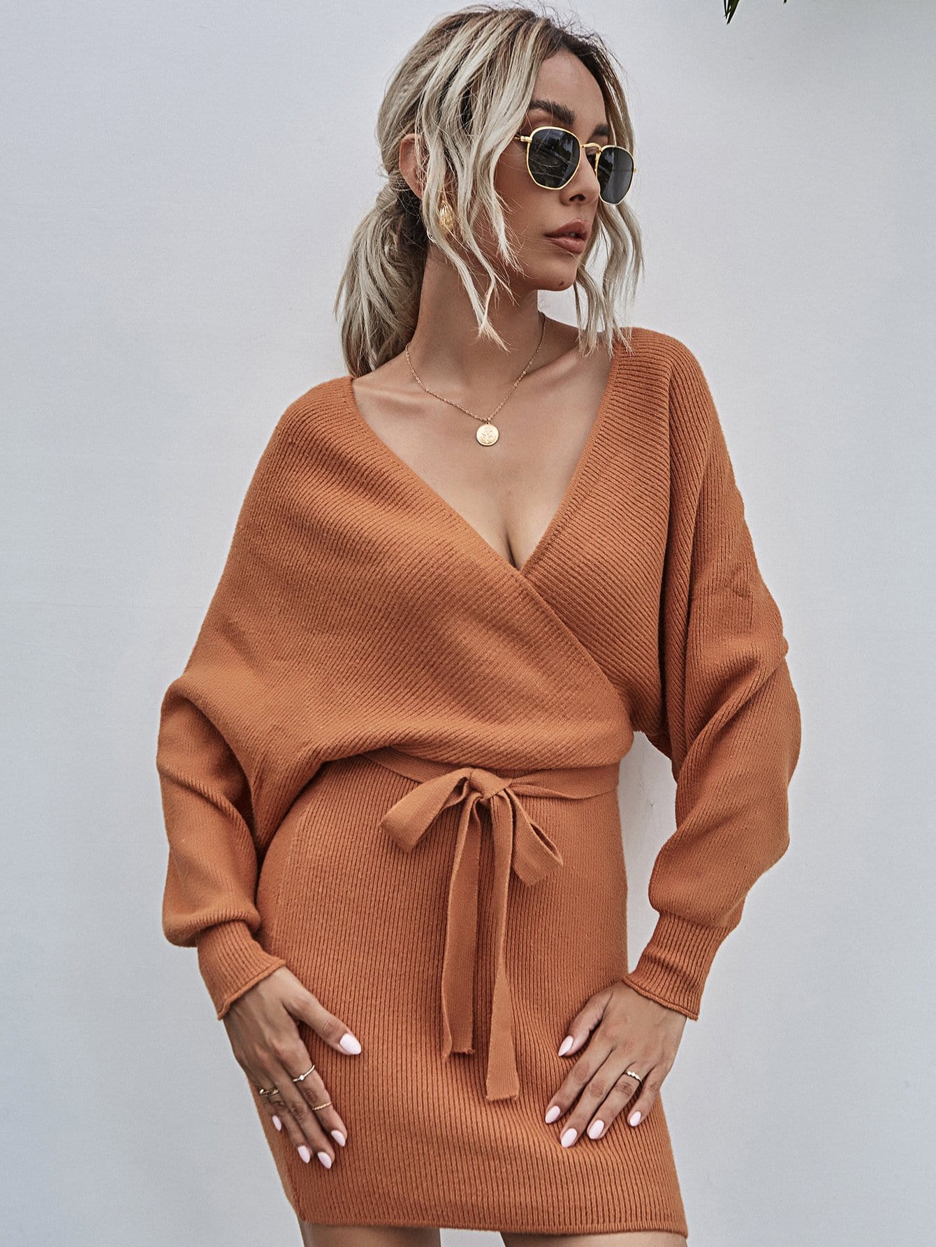 Wrap Bodycon Sweater Dress - Image 22
