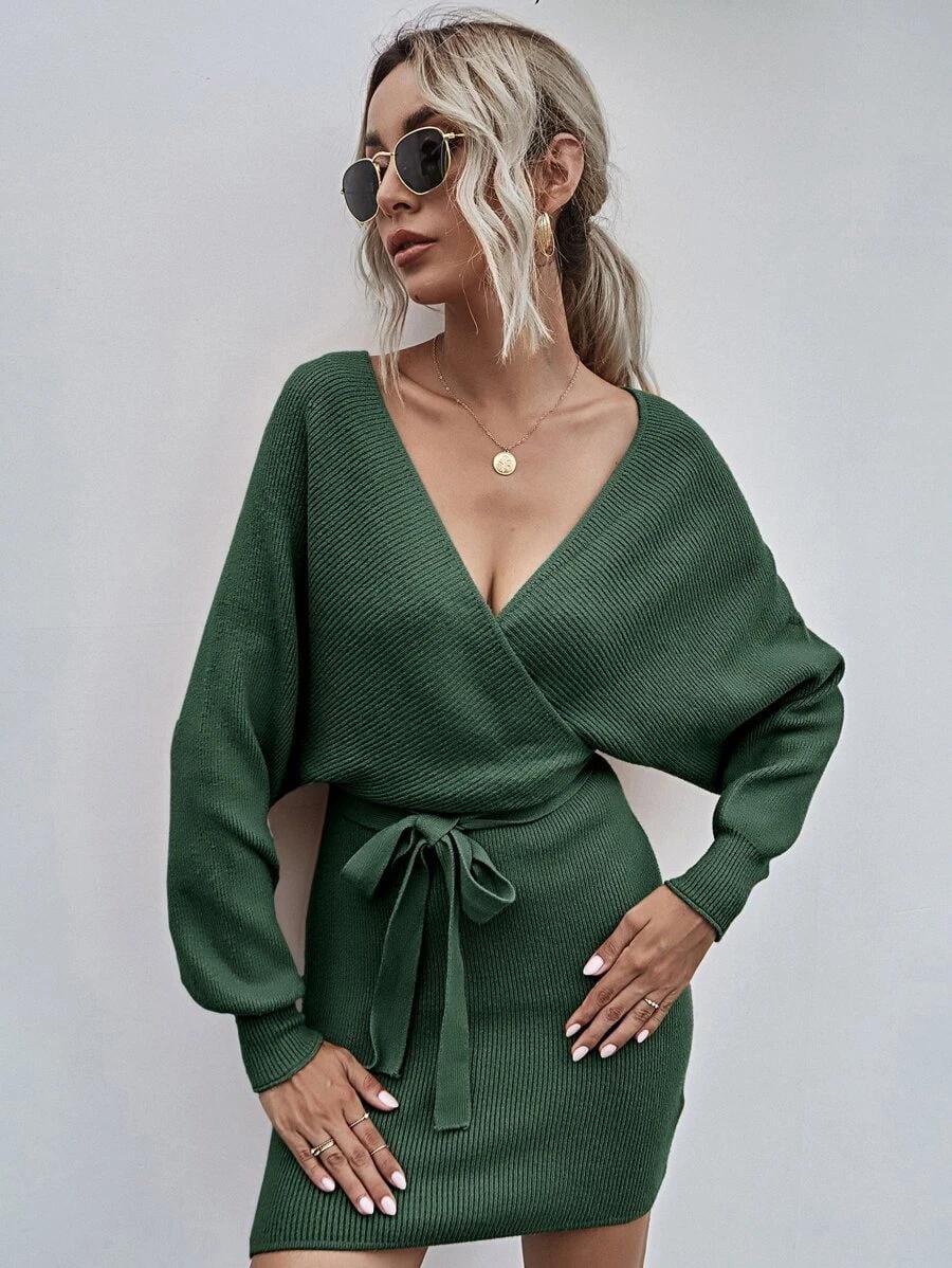 Wrap Bodycon Sweater Dress - Image 5