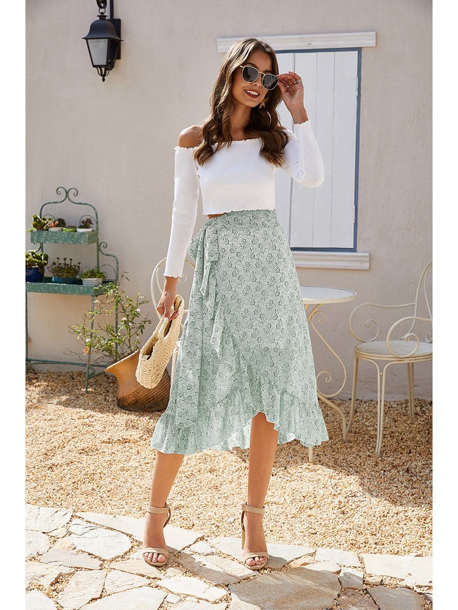 Wrap-Tie Ruffle Skirt - Image 3
