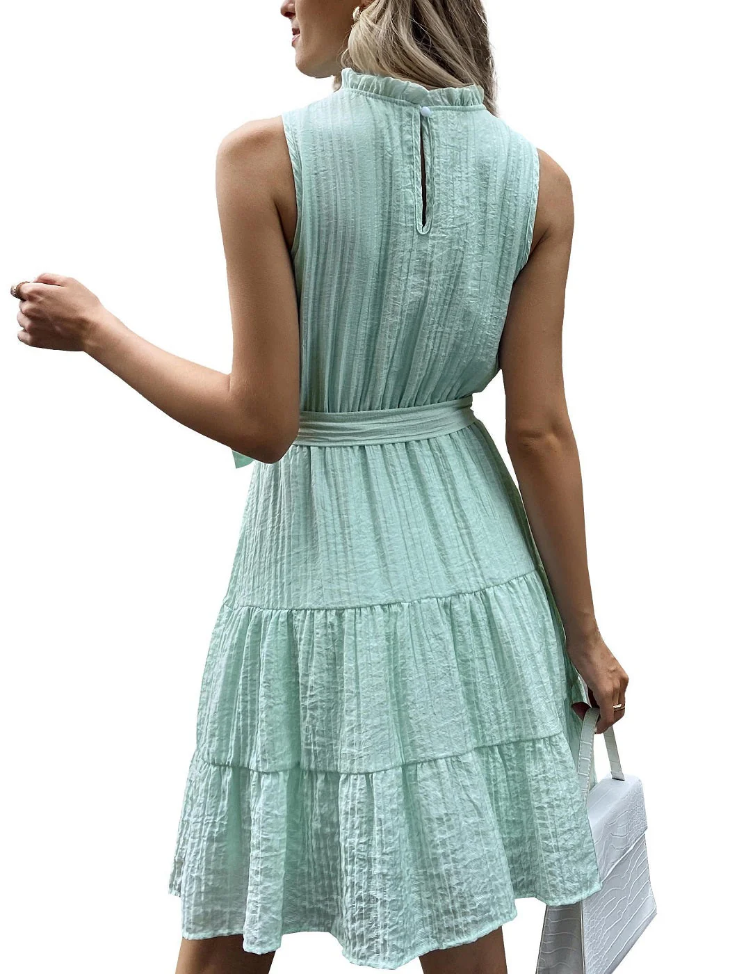 Wrinkled Style Tie Belt Dress - Image 5