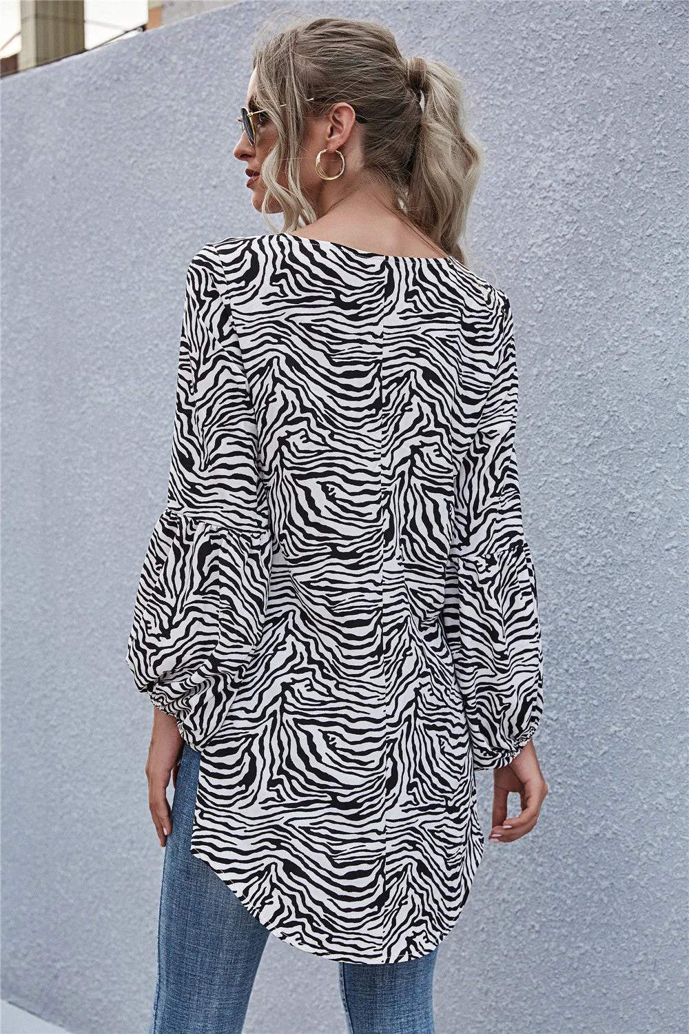 Zebra Print Long Sleeve Blouse - Image 6