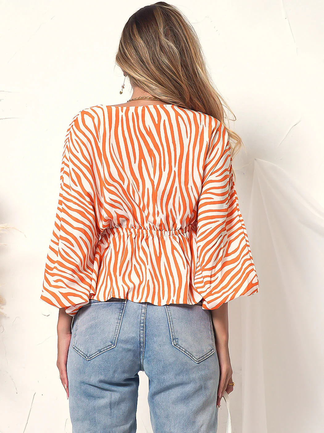 Zebra Print Long Sleeve Button Top - Image 2