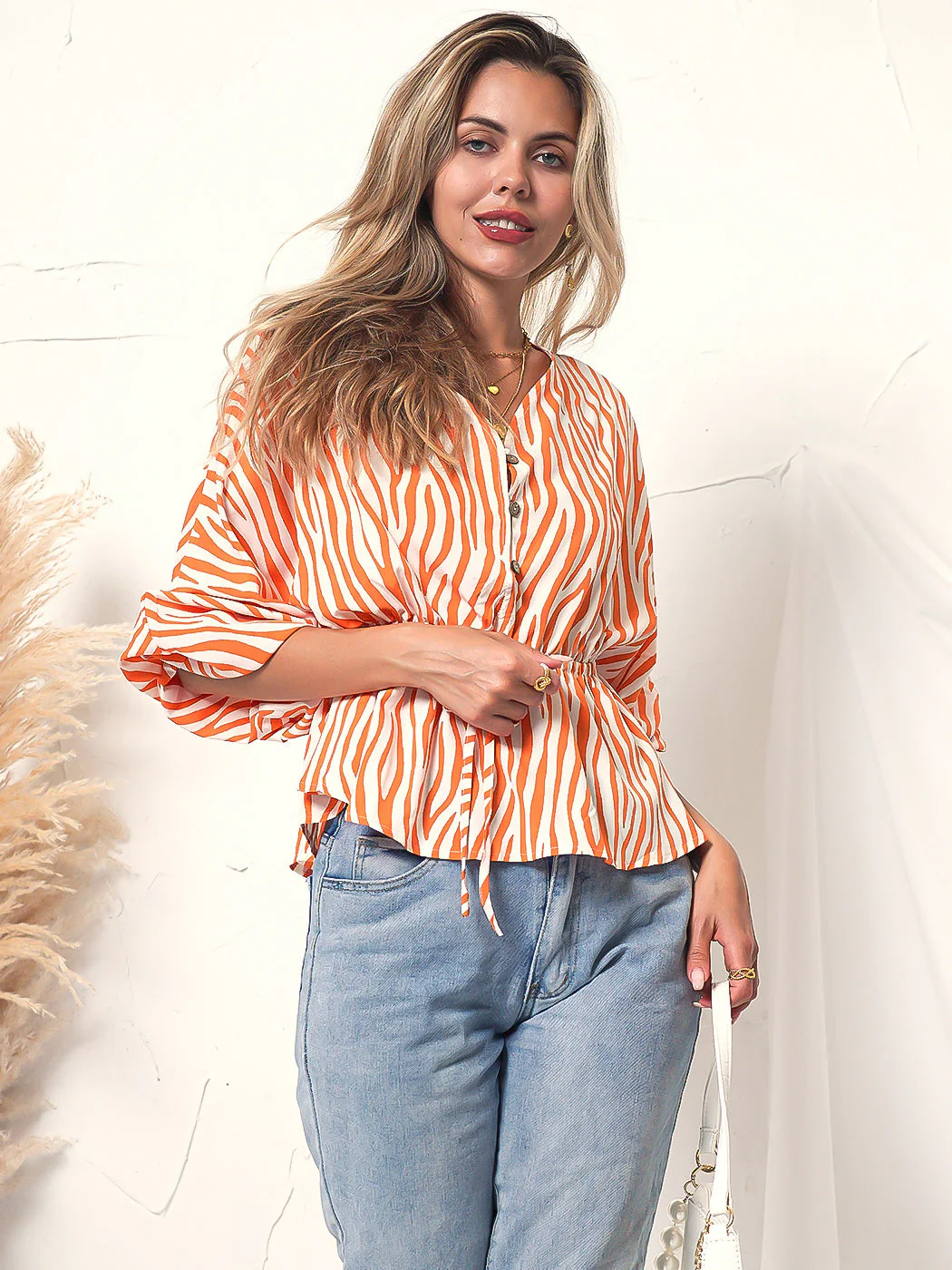 Zebra Print Long Sleeve Button Top - Image 5