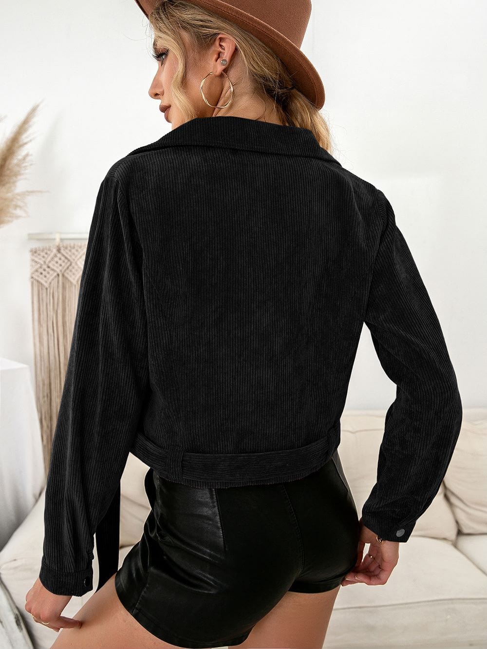 Zip-Up Corduroy Moto Jacket - Image 12