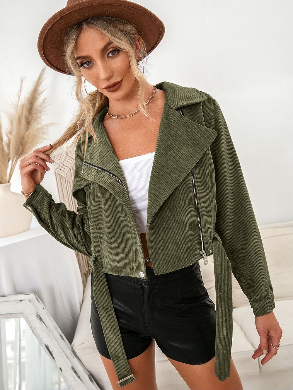 Zip-Up Corduroy Moto Jacket - Image 18
