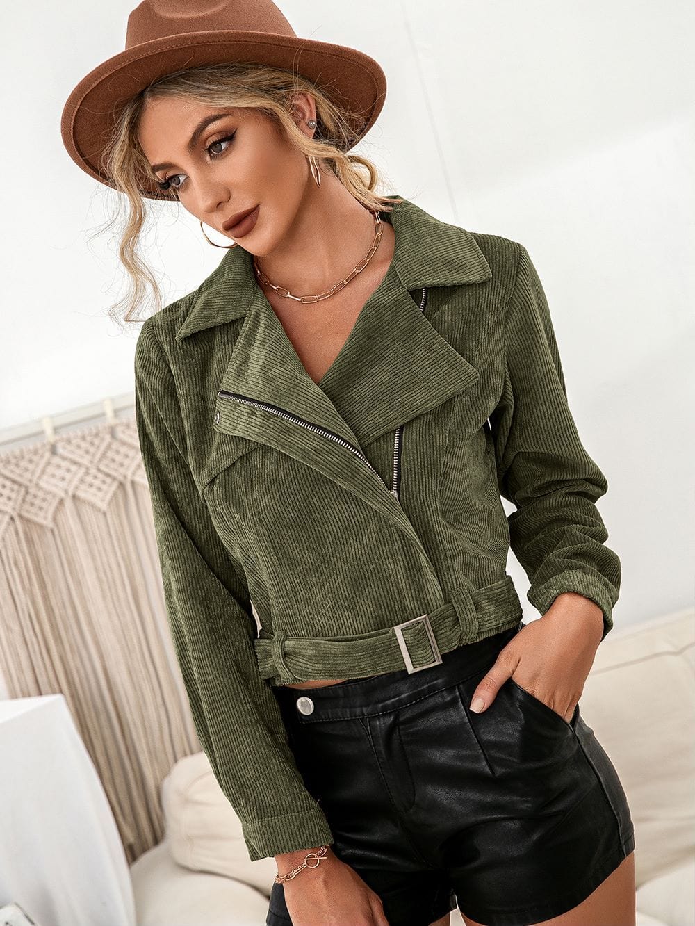 Zip-Up Corduroy Moto Jacket - Image 19
