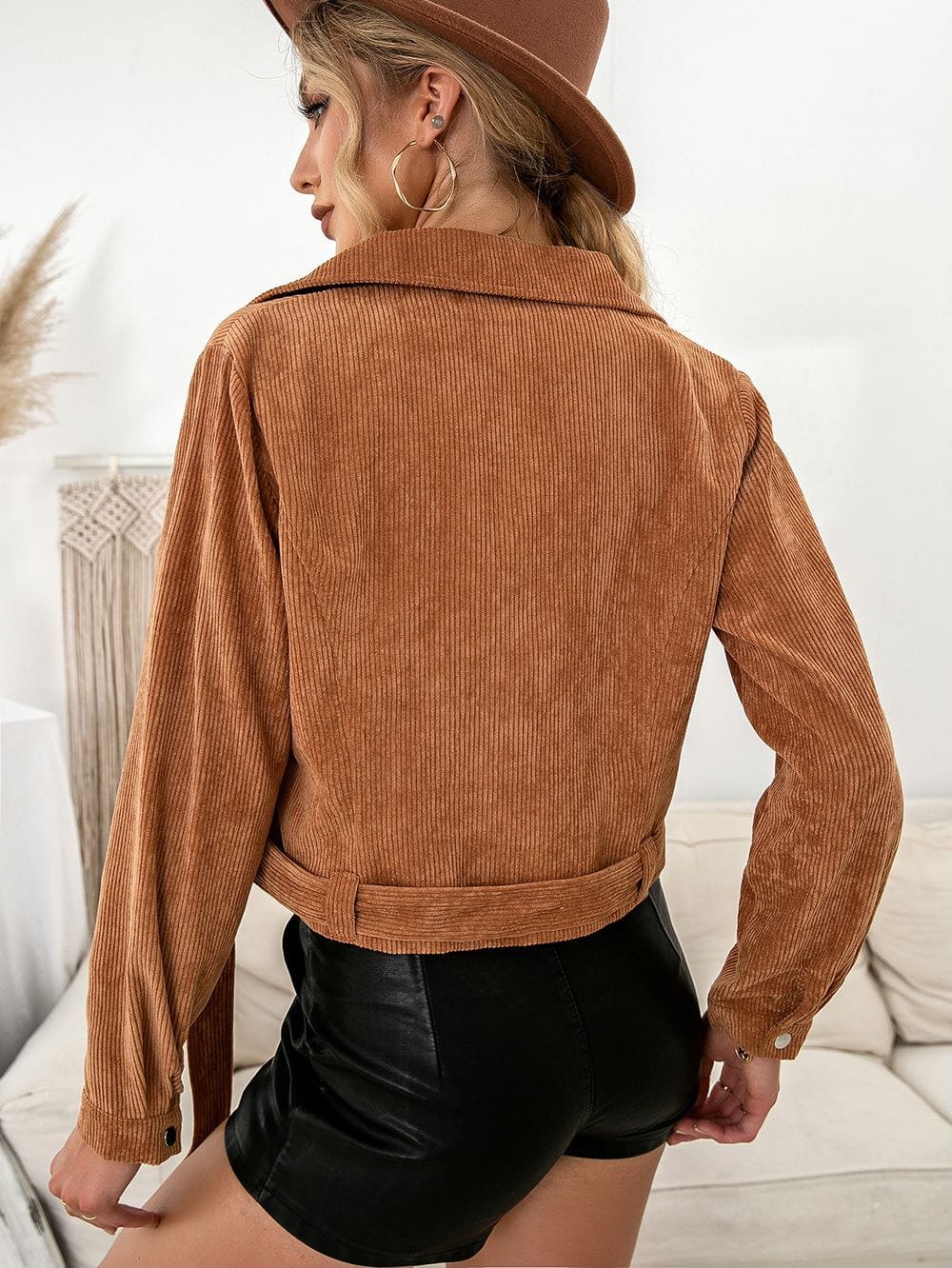 Zip-Up Corduroy Moto Jacket - Image 5