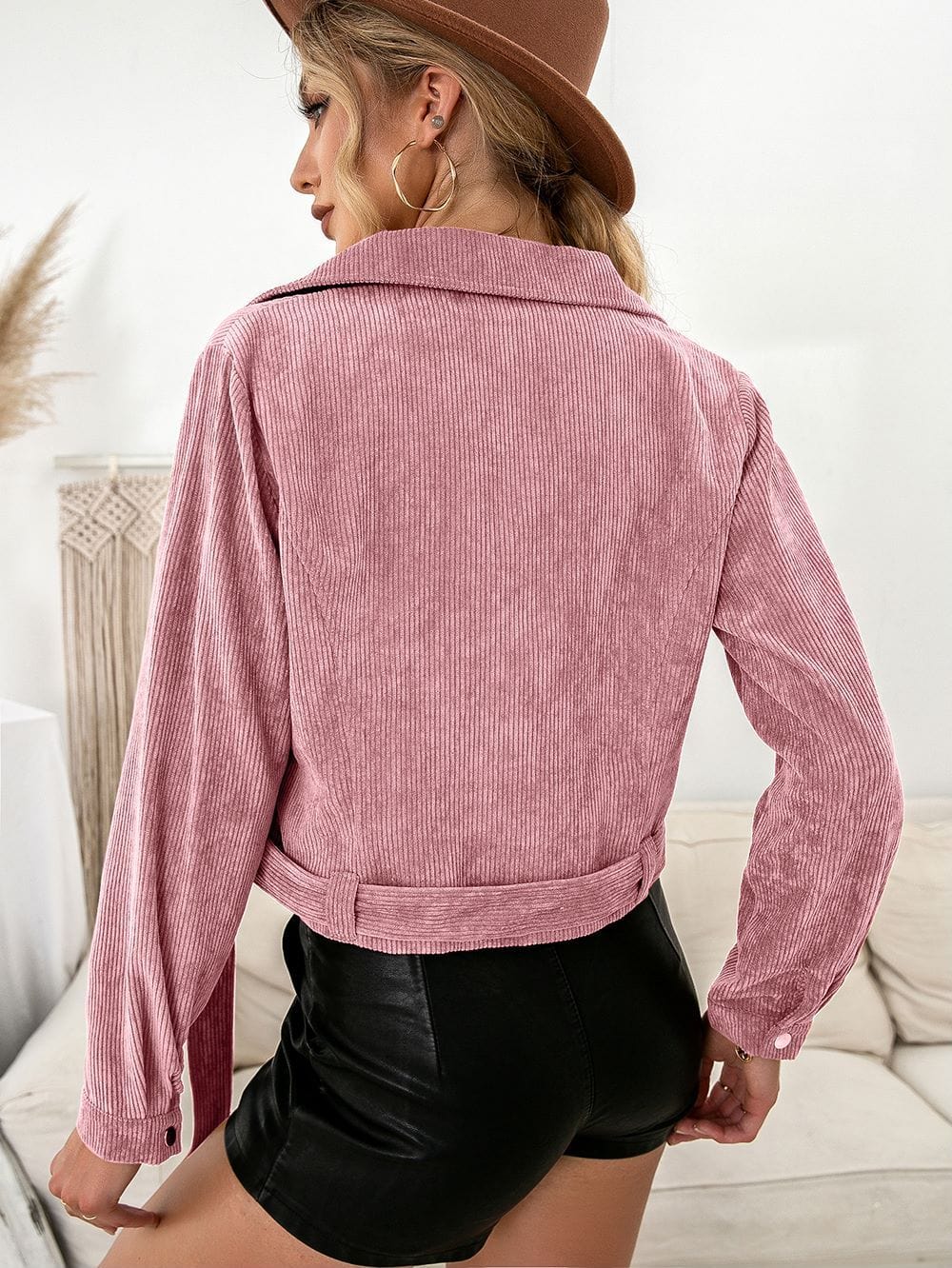 Zip-Up Corduroy Moto Jacket - Image 7