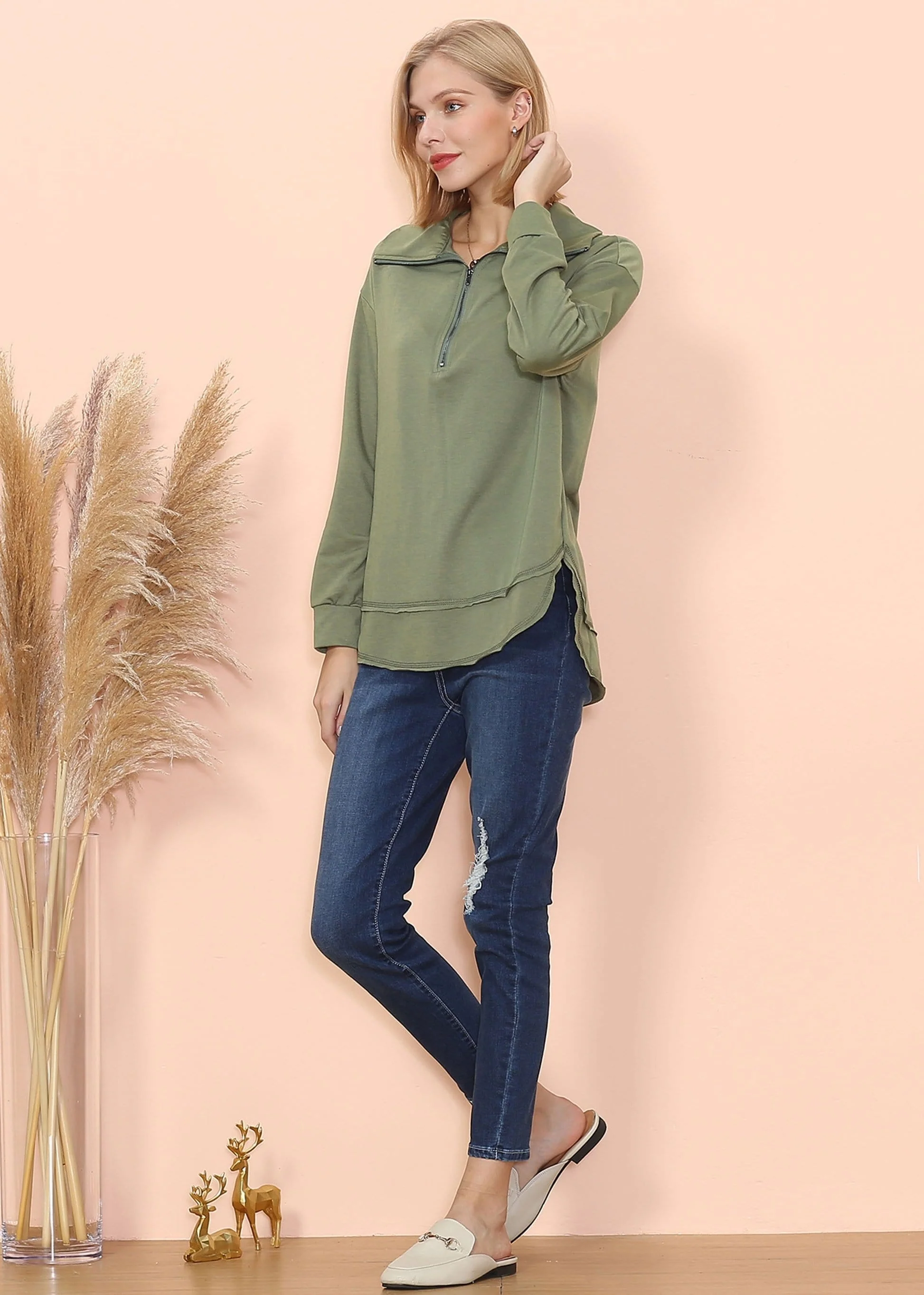 Zip Up Funnel Neck Sweater - Image 4