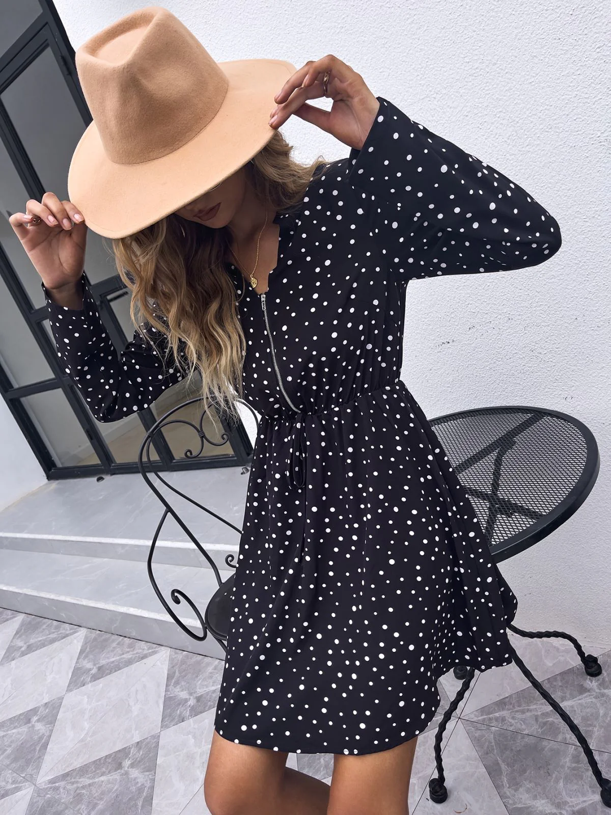 Zip Up Polka Dot Dress - Image 3
