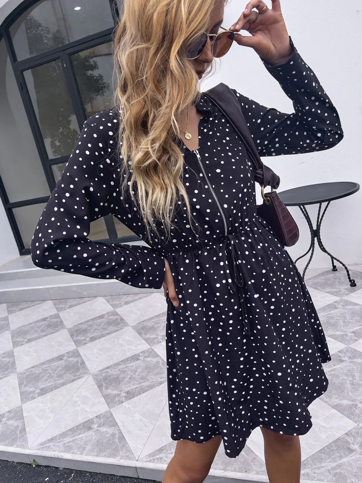 Zip Up Polka Dot Dress - Image 4