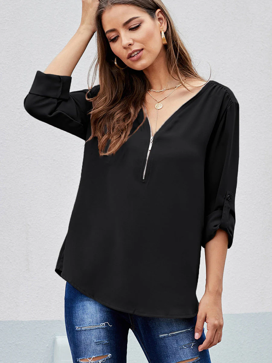 Zip Up Spring Blouse - Image 4
