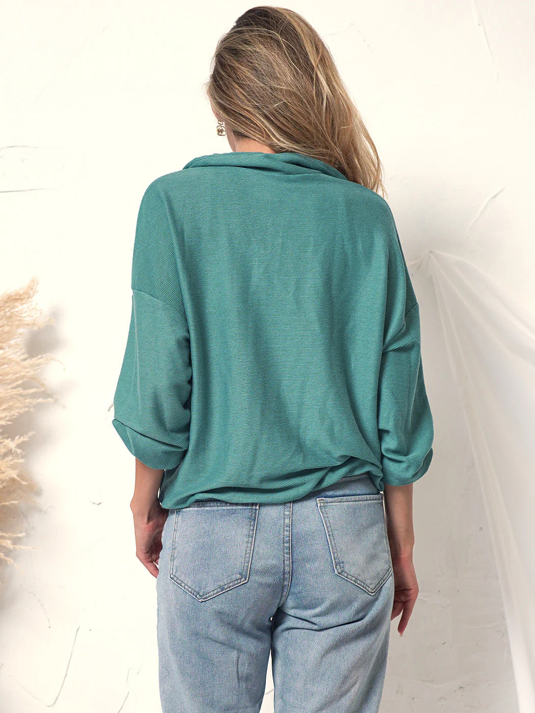 Zip-Up Textured Knit Sweatshirt - Image 2