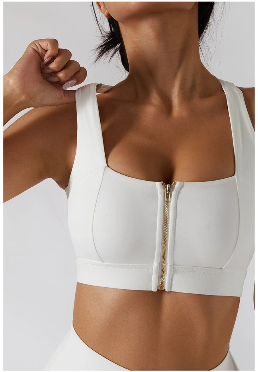Zippered Adjustable Thin Strap Sports Bra - Image 23