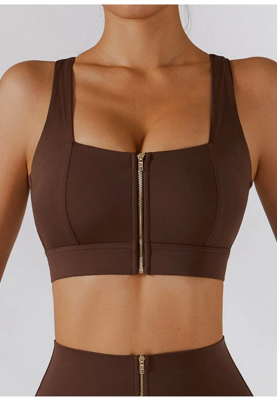 Zippered Adjustable Thin Strap Sports Bra - Image 6
