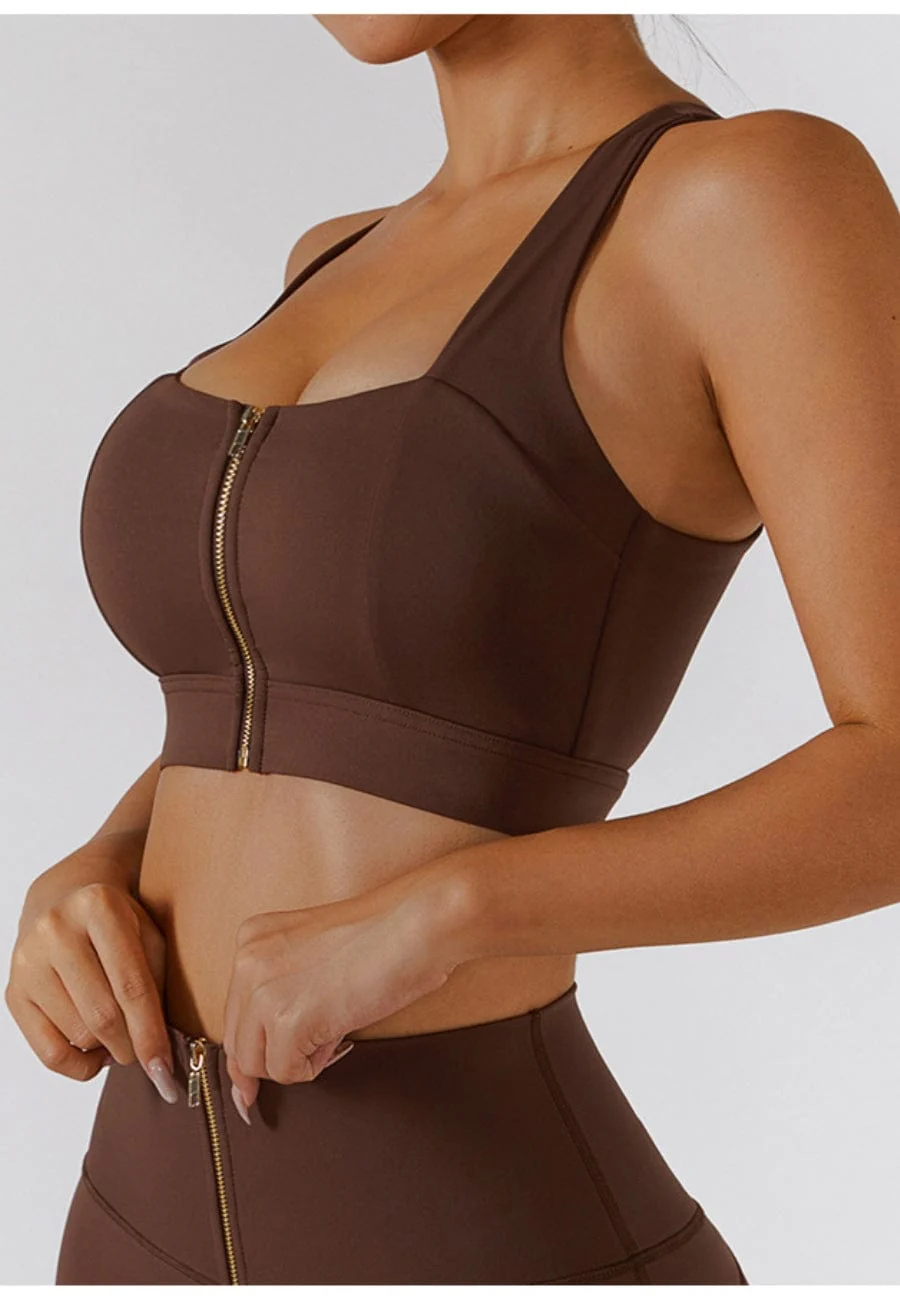 Zippered Adjustable Thin Strap Sports Bra - Image 7